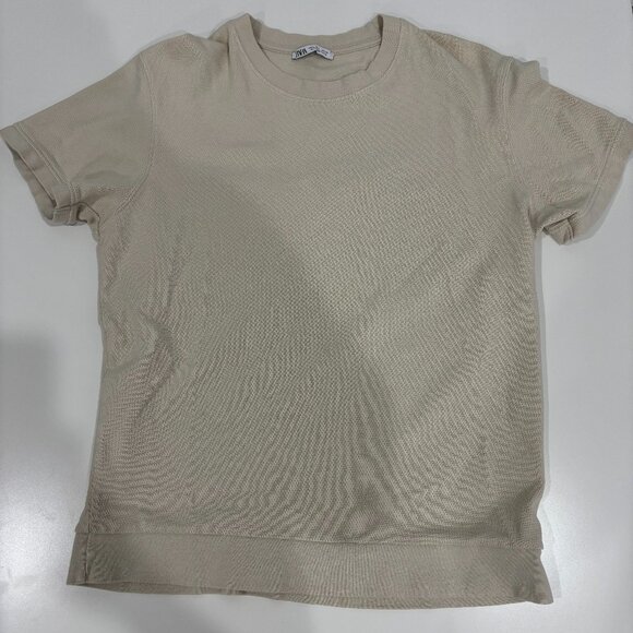Zara Men's Beige T-Shirt | Size Large | Fits Like a Medium - Picture 1 of 2